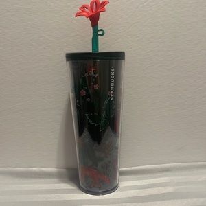 Starbucks Floral tumbler includes silicone‎ straw topper